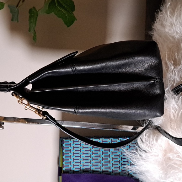 Tory Burch Black Leather Block T Top - Picture 8 of 10